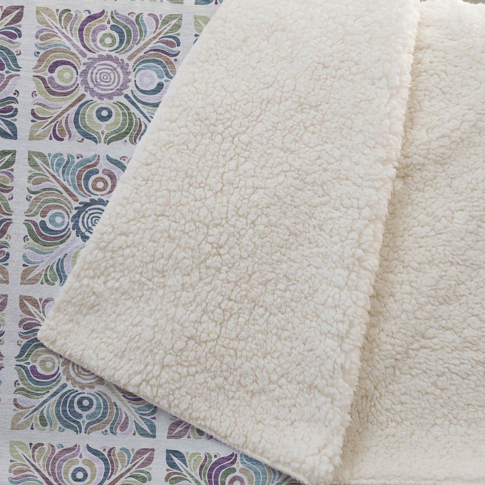 Premium Machine Washable ASB852 Ivory 50" x 70" Sherpa Throw Blanket. Picture 2