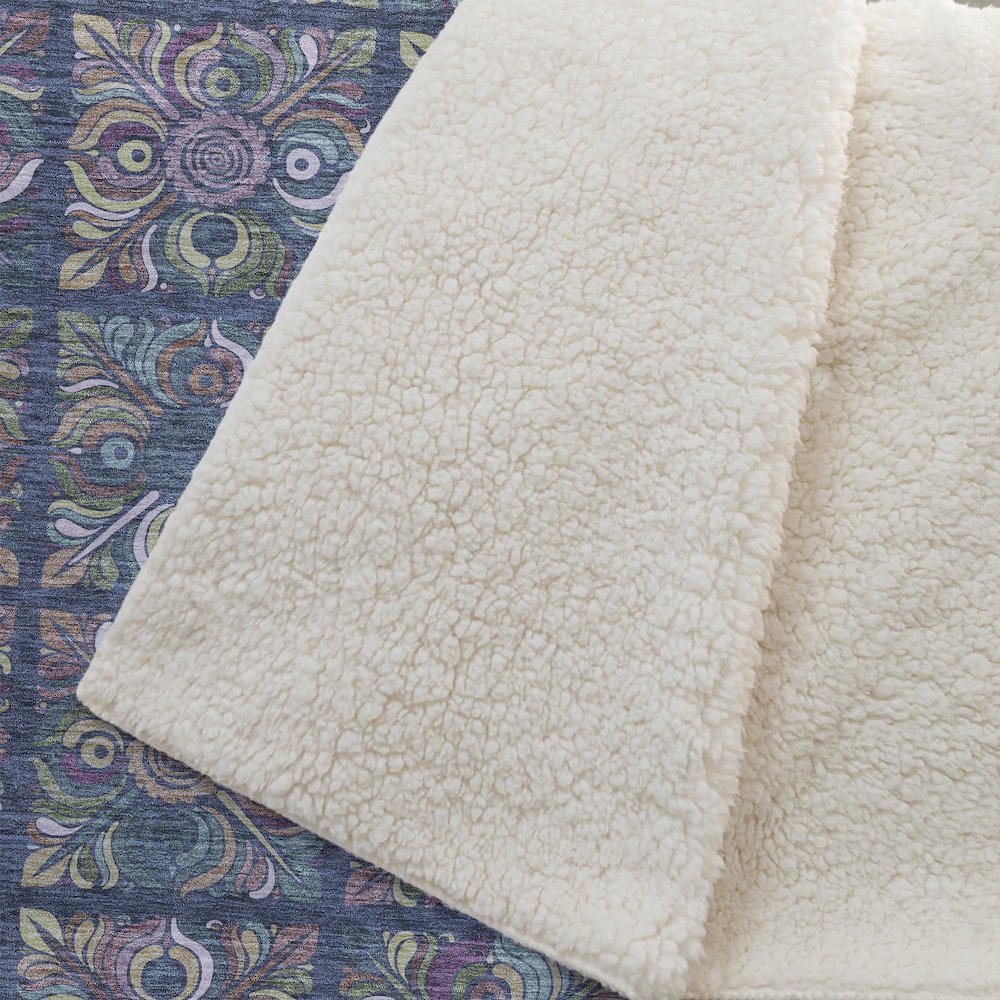 Premium Machine Washable ASB852 Navy 50" x 70" Sherpa Throw Blanket. Picture 2