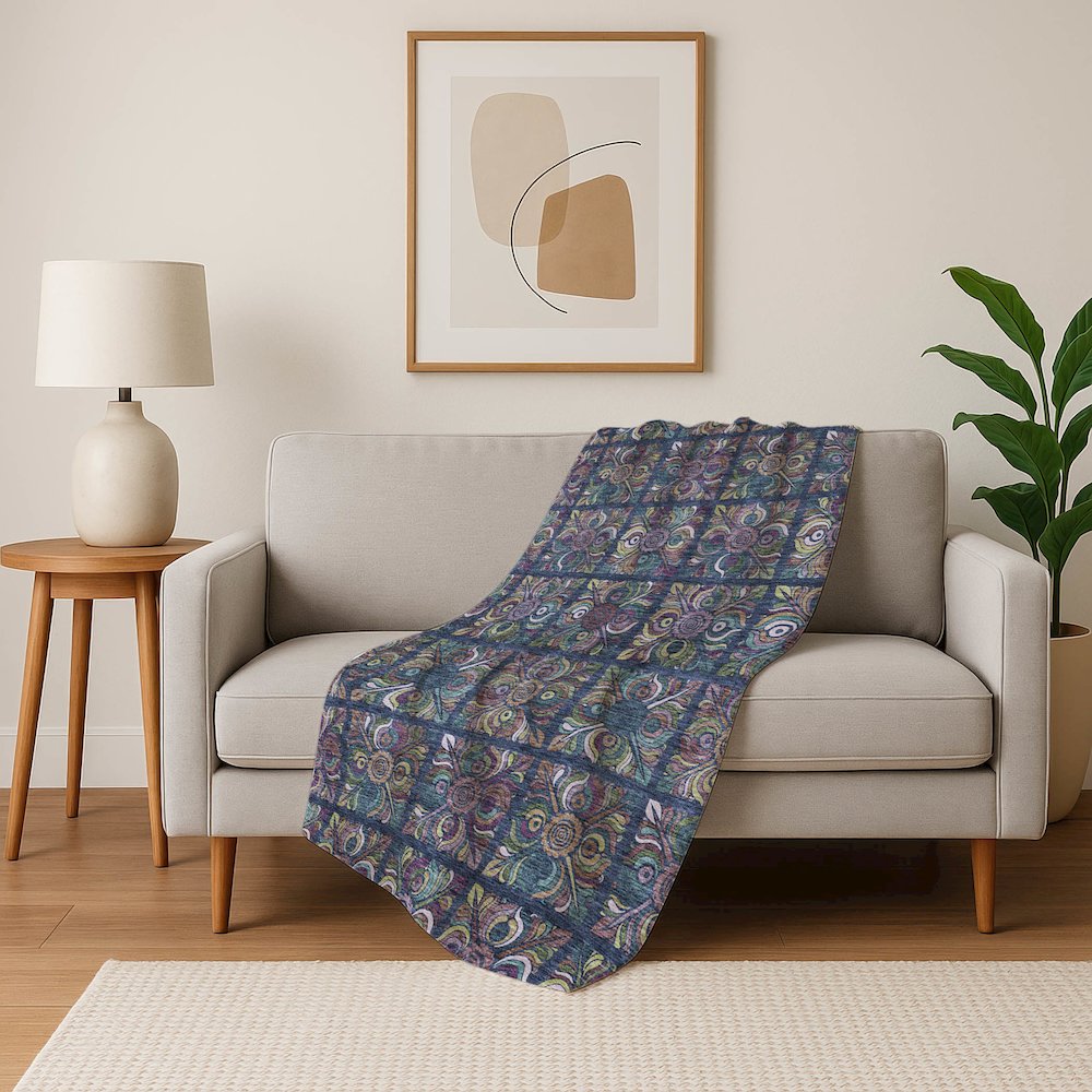 Premium Machine Washable ASB852 Navy 50" x 70" Sherpa Throw Blanket. Picture 5
