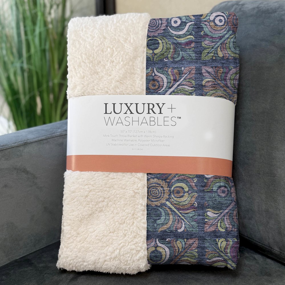 Premium Machine Washable ASB852 Navy 50" x 70" Sherpa Throw Blanket. Picture 3