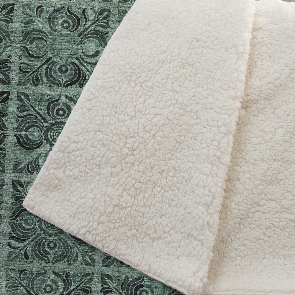 Premium Machine Washable ASB853 Green 50" x 70" Sherpa Throw Blanket. Picture 2