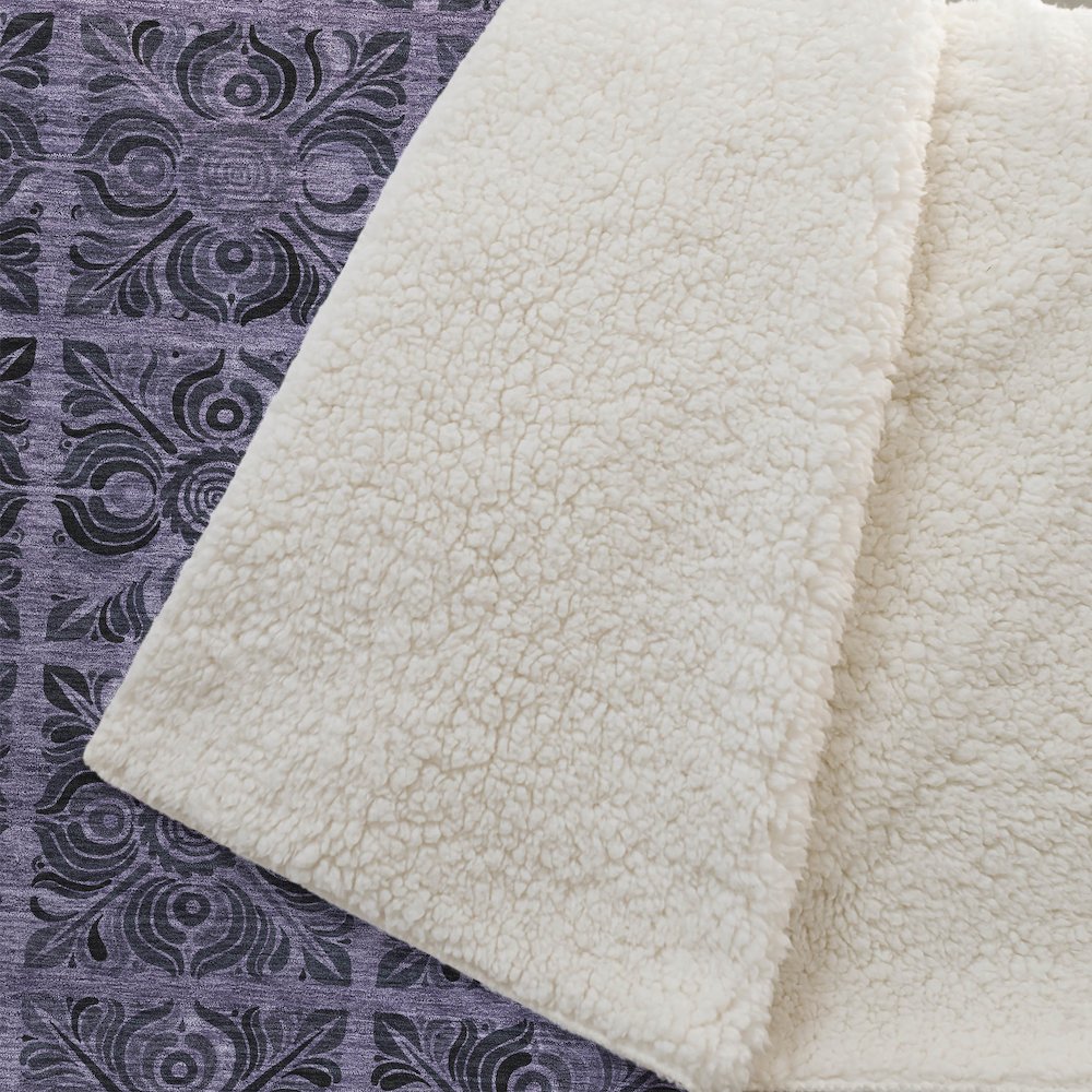 Premium Machine Washable ASB853 Purple 50" x 70" Sherpa Throw Blanket. Picture 2