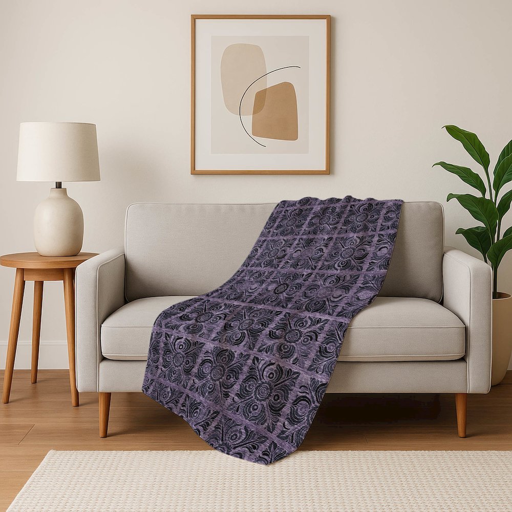 Premium Machine Washable ASB853 Purple 50" x 70" Sherpa Throw Blanket. Picture 5