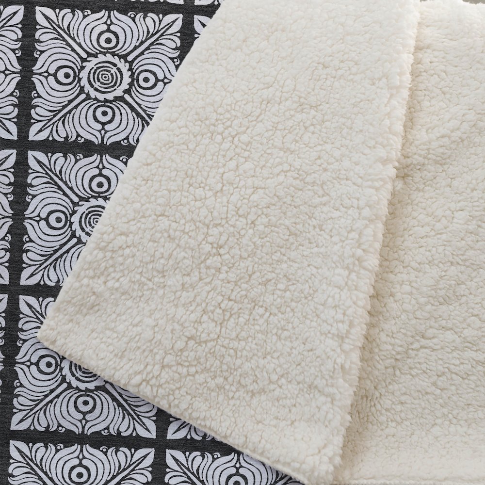 Premium Machine Washable ASB854 Black 50" x 70" Sherpa Throw Blanket. Picture 2