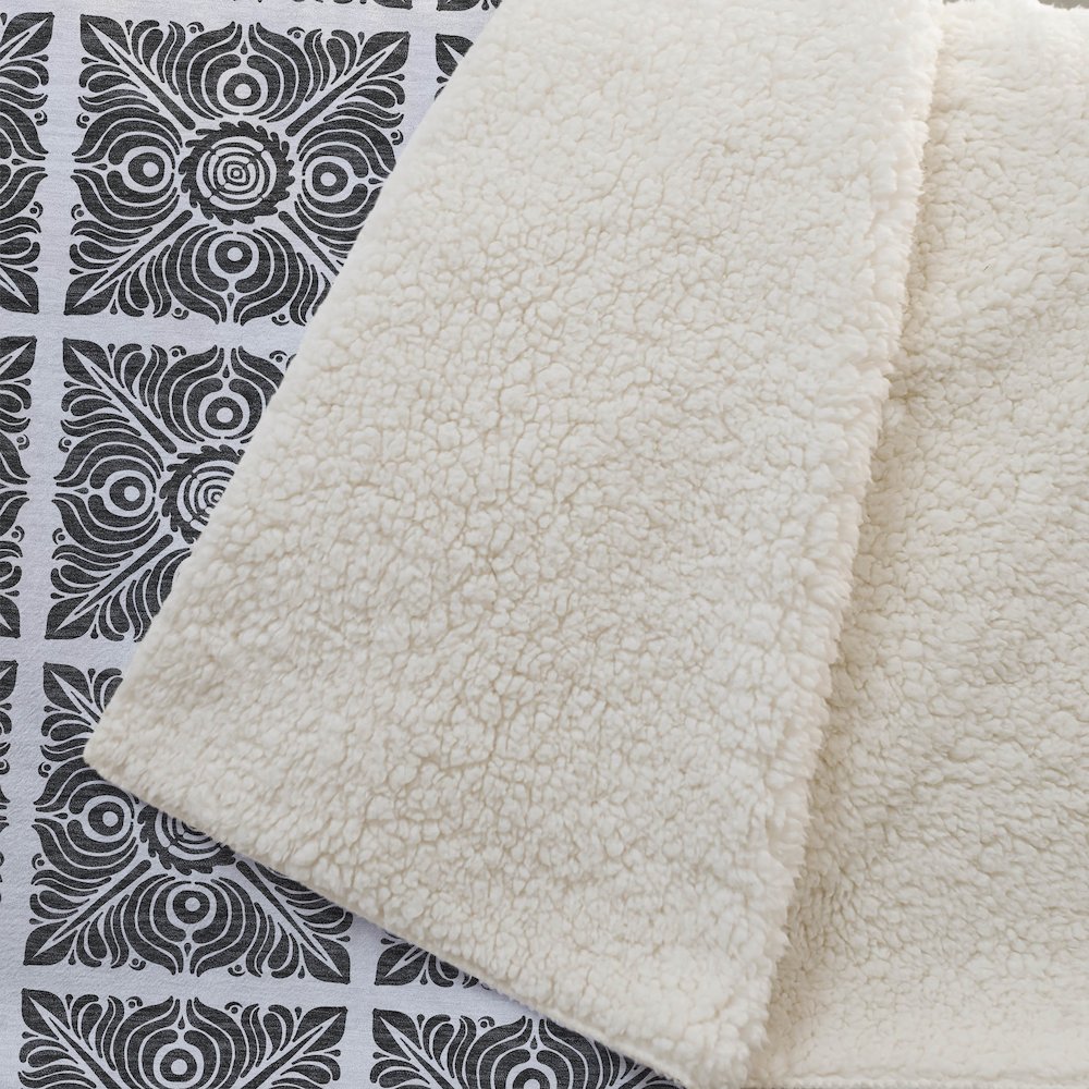 Premium Machine Washable ASB854 Ivory 50" x 70" Sherpa Throw Blanket. Picture 2