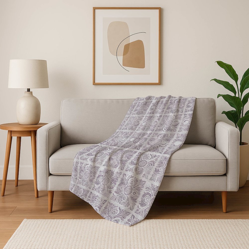 Premium Machine Washable ASB854 Lavender 50" x 70" Sherpa Throw Blanket. Picture 5