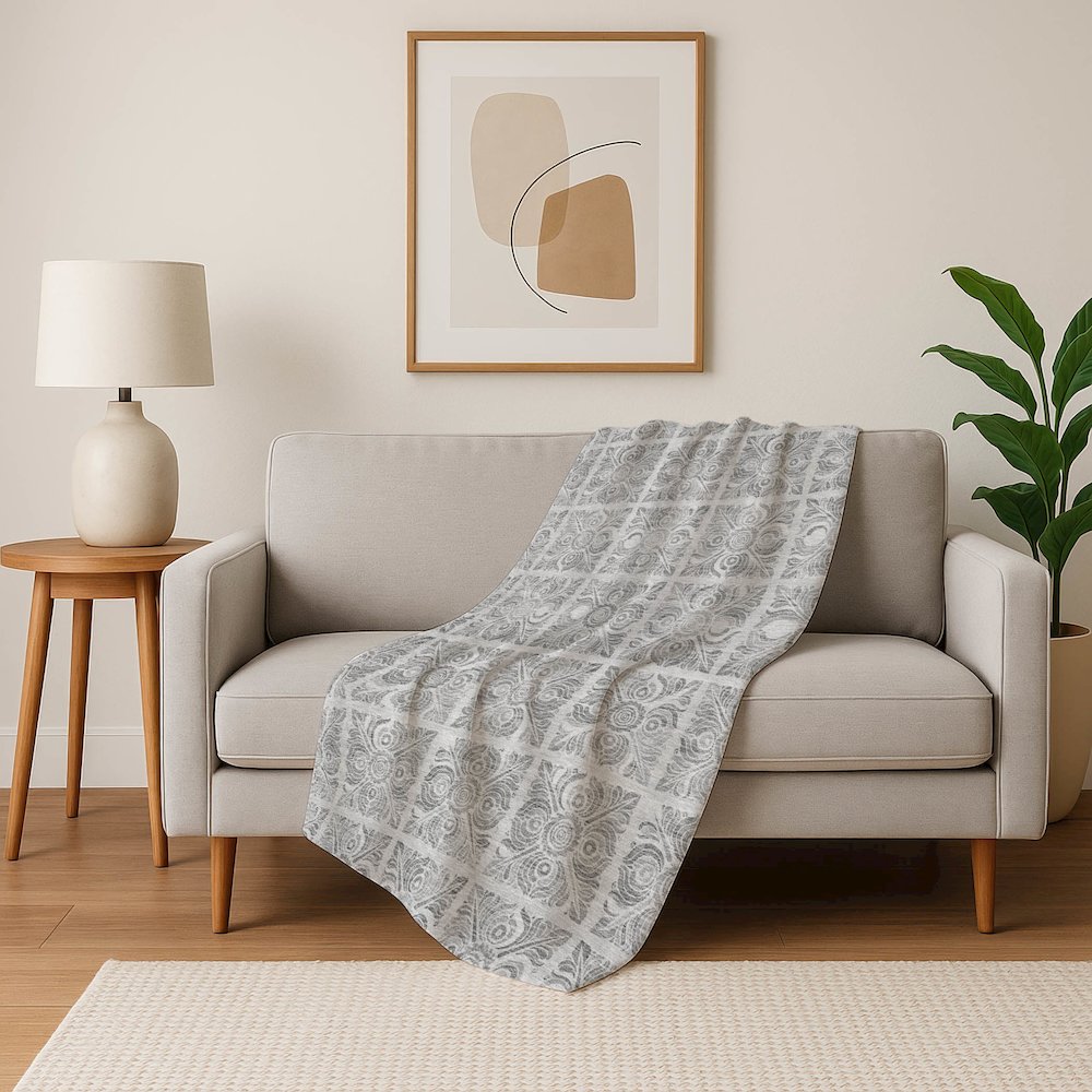 Premium Machine Washable ASB854 Silver 50" x 70" Sherpa Throw Blanket. Picture 5