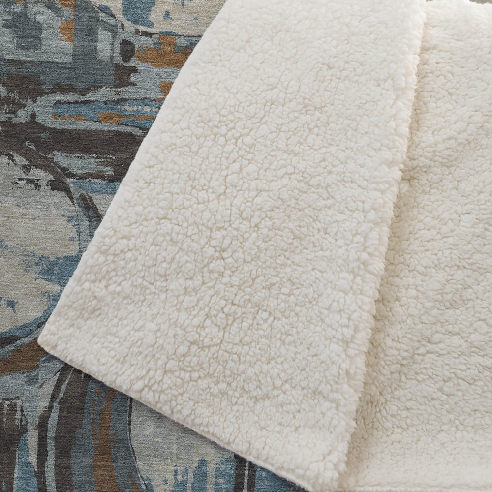 Premium Machine Washable ASB855 Beige 50" x 70" Sherpa Throw Blanket. Picture 2
