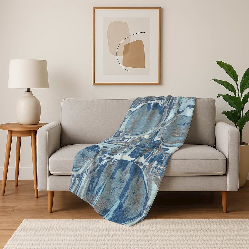 Premium Machine Washable ASB855 Blue 50" x 70" Sherpa Throw Blanket. Picture 5