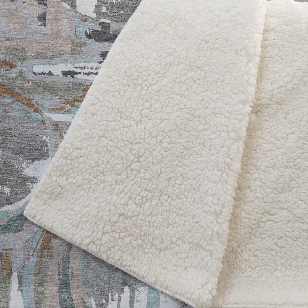 Premium Machine Washable ASB855 Gray 50" x 70" Sherpa Throw Blanket. Picture 2