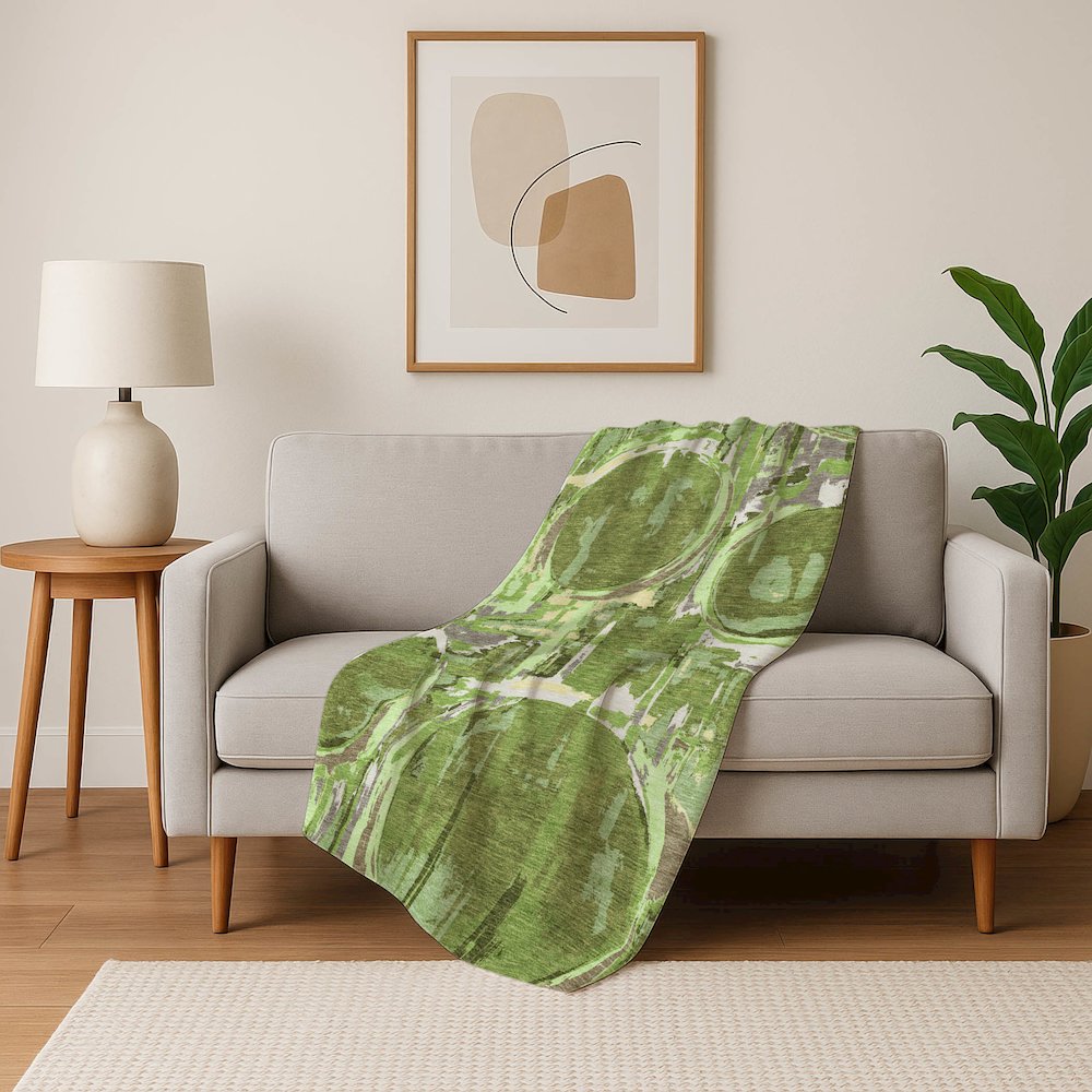 Premium Machine Washable ASB855 Green 50" x 70" Sherpa Throw Blanket. Picture 5