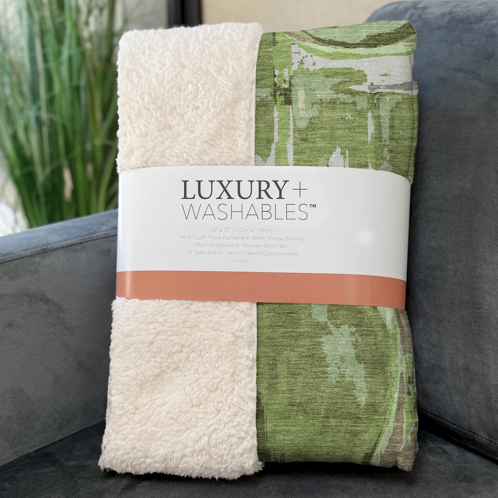Premium Machine Washable ASB855 Green 50" x 70" Sherpa Throw Blanket. Picture 3