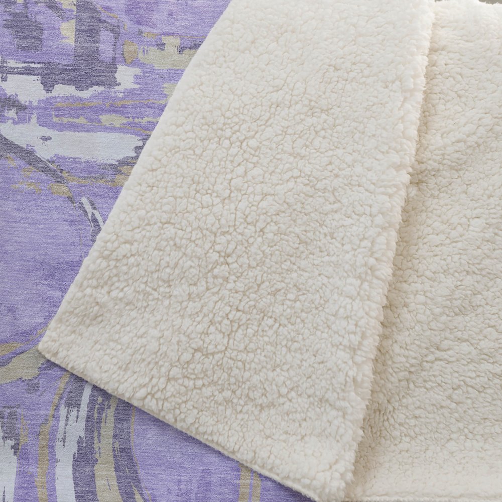 Premium Machine Washable ASB855 Lavender 50" x 70" Sherpa Throw Blanket. Picture 2