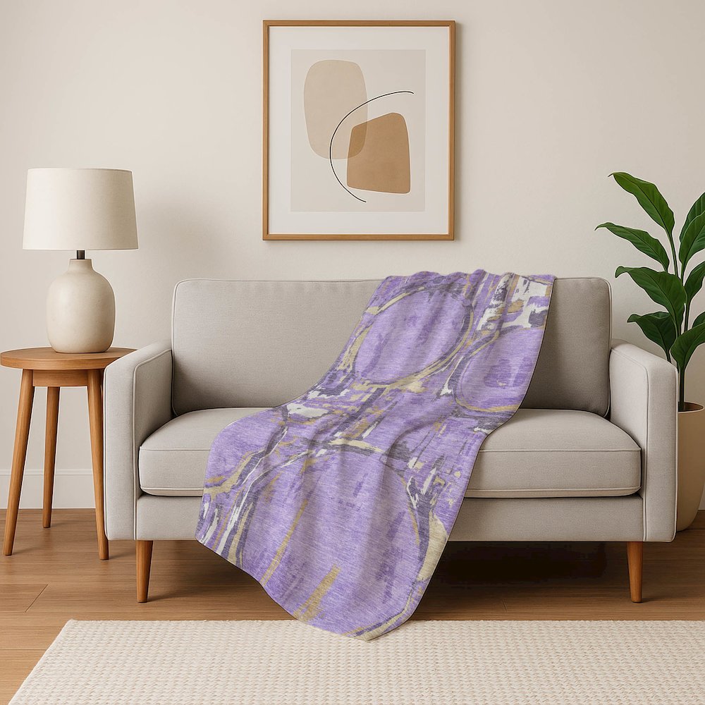 Premium Machine Washable ASB855 Lavender 50" x 70" Sherpa Throw Blanket. Picture 5