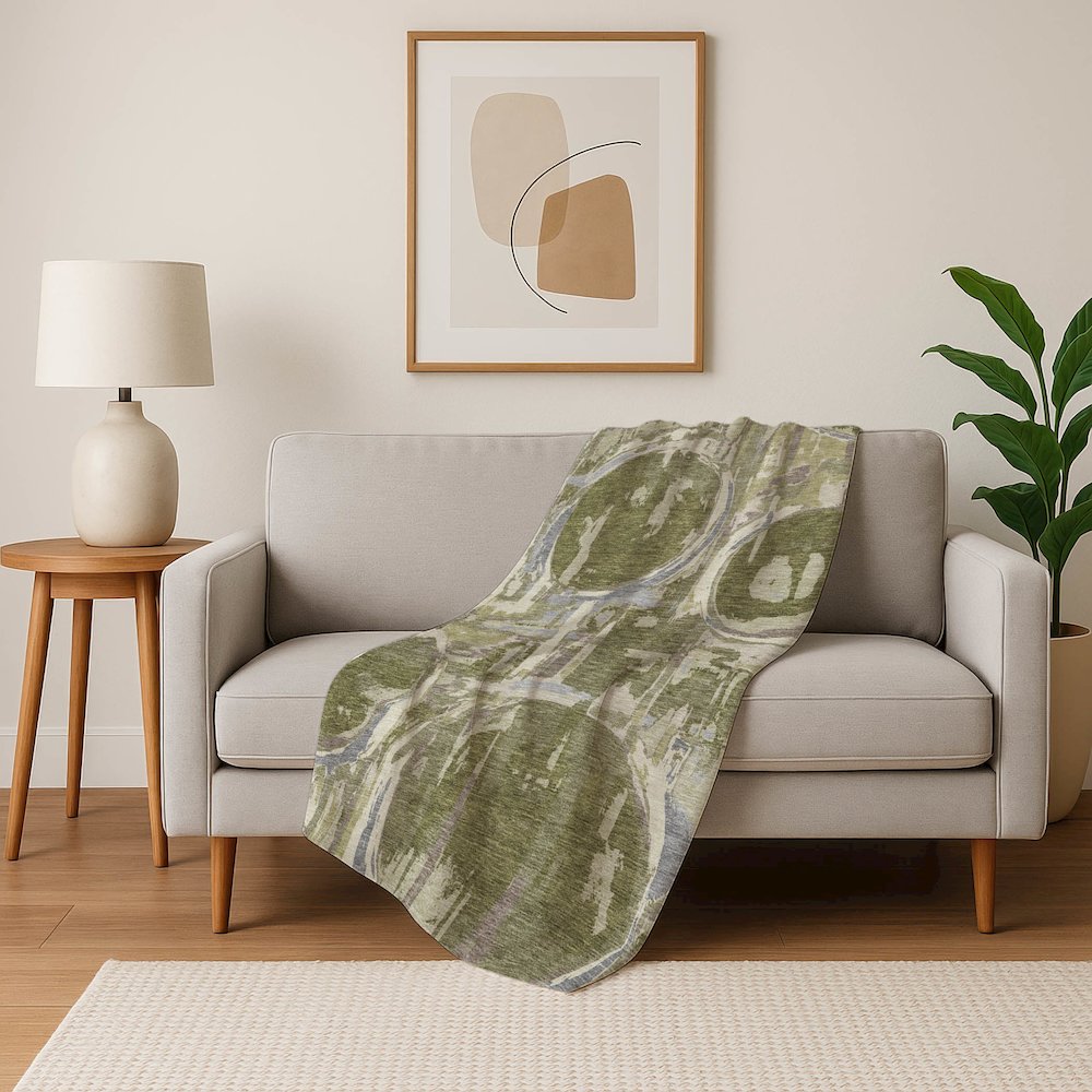 Premium Machine Washable ASB855 Olive 50" x 70" Sherpa Throw Blanket. Picture 5
