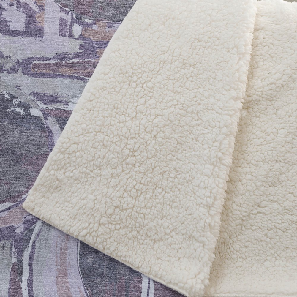 Premium Machine Washable ASB855 Purple 50" x 70" Sherpa Throw Blanket. Picture 2