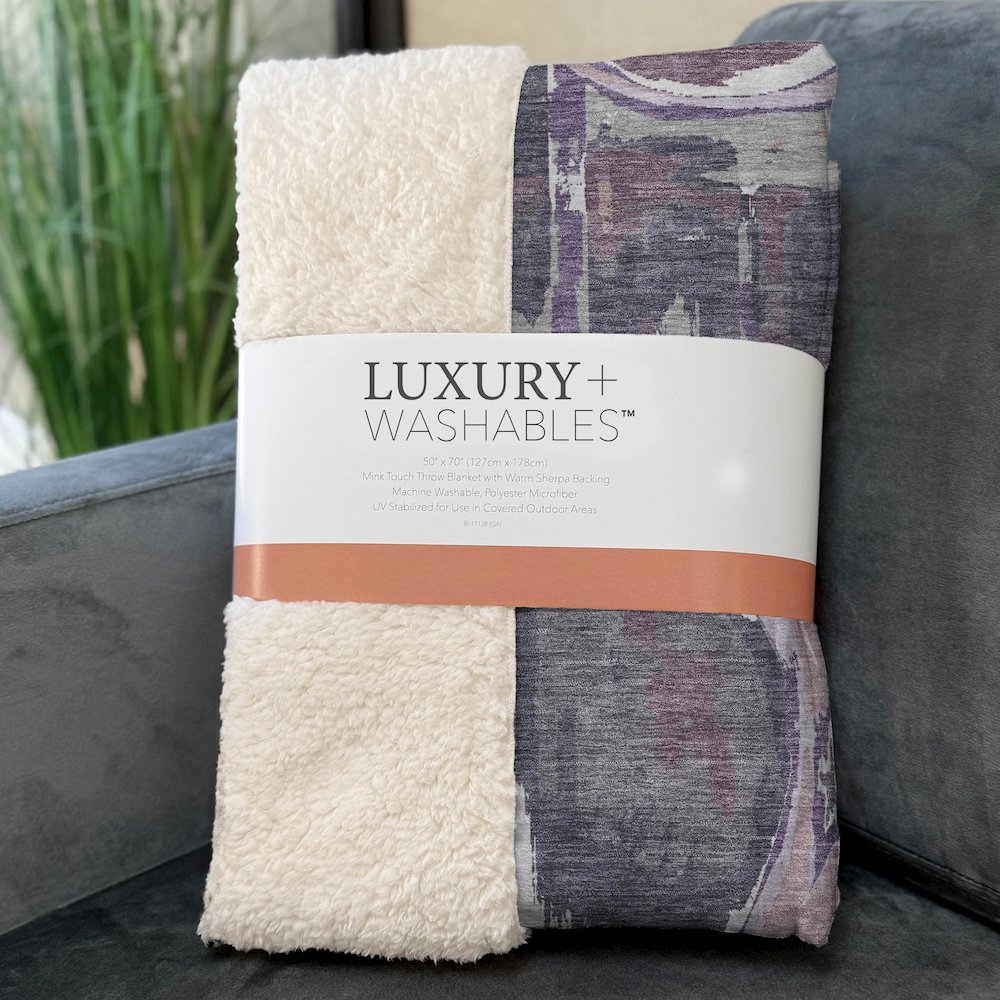 Premium Machine Washable ASB855 Purple 50" x 70" Sherpa Throw Blanket. Picture 3