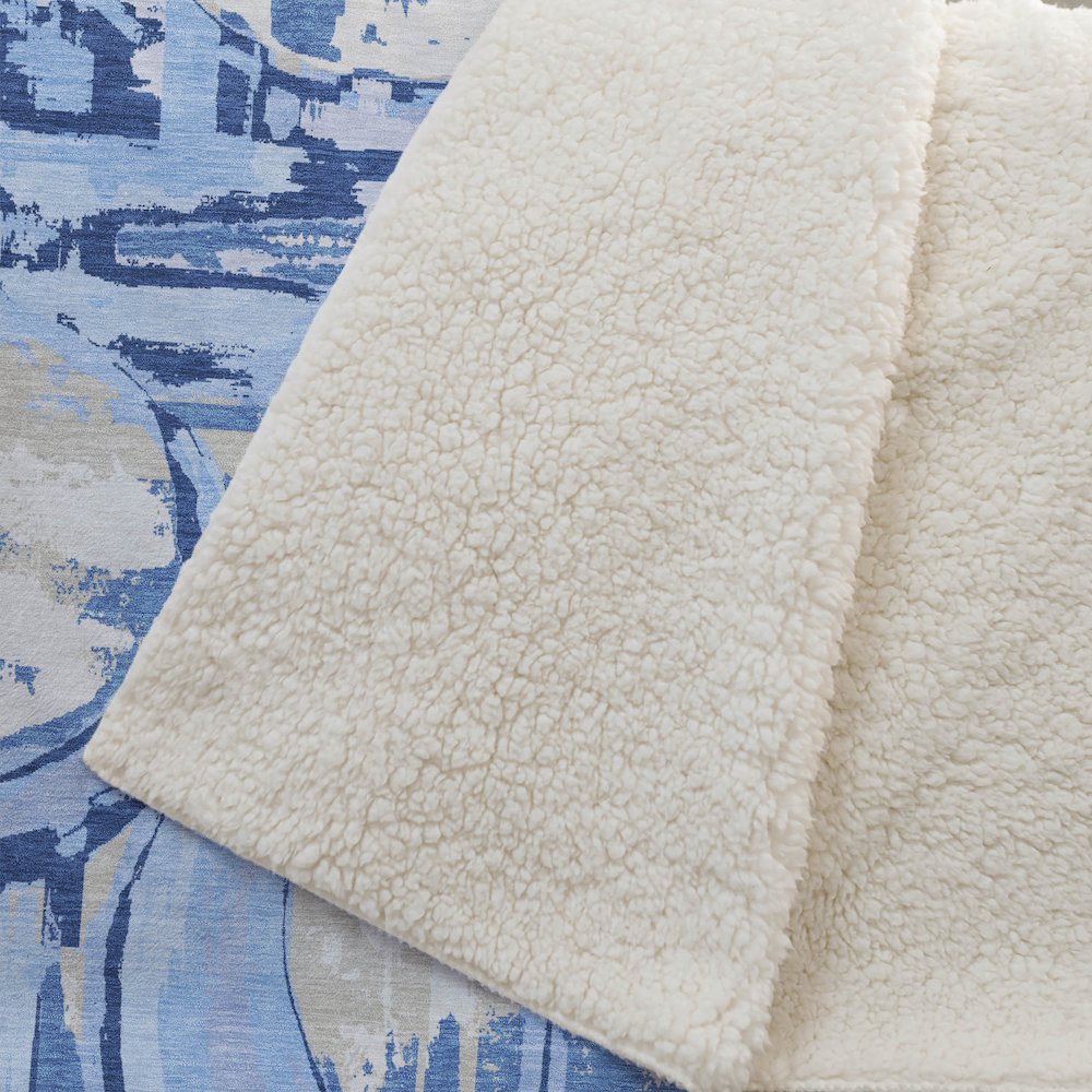 Premium Machine Washable ASB855 Sky 50" x 70" Sherpa Throw Blanket. Picture 2