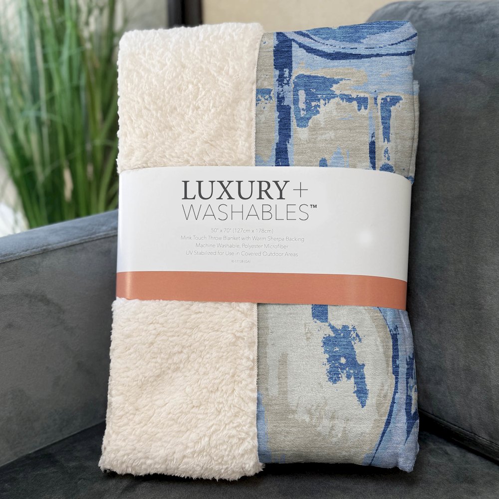 Premium Machine Washable ASB855 Sky 50" x 70" Sherpa Throw Blanket. Picture 3