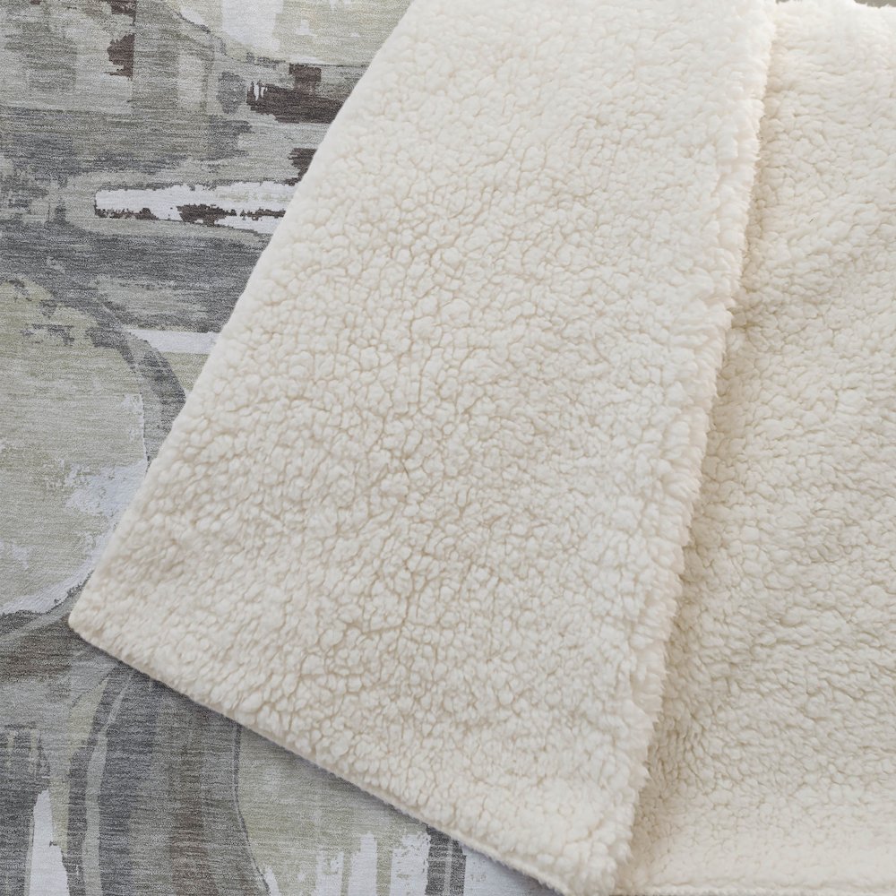 Premium Machine Washable ASB855 Tan 50" x 70" Sherpa Throw Blanket. Picture 2