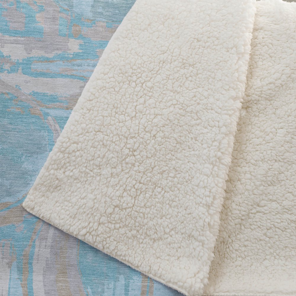 Premium Machine Washable ASB855 Teal 50" x 70" Sherpa Throw Blanket. Picture 2