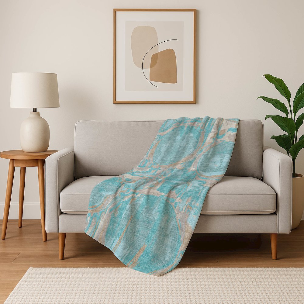 Premium Machine Washable ASB855 Teal 50" x 70" Sherpa Throw Blanket. Picture 5
