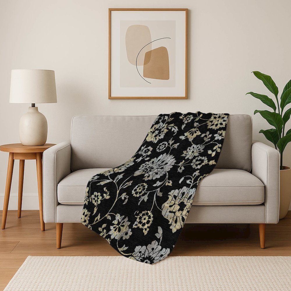 Premium Machine Washable ASB856 Black 50" x 70" Sherpa Throw Blanket. Picture 5