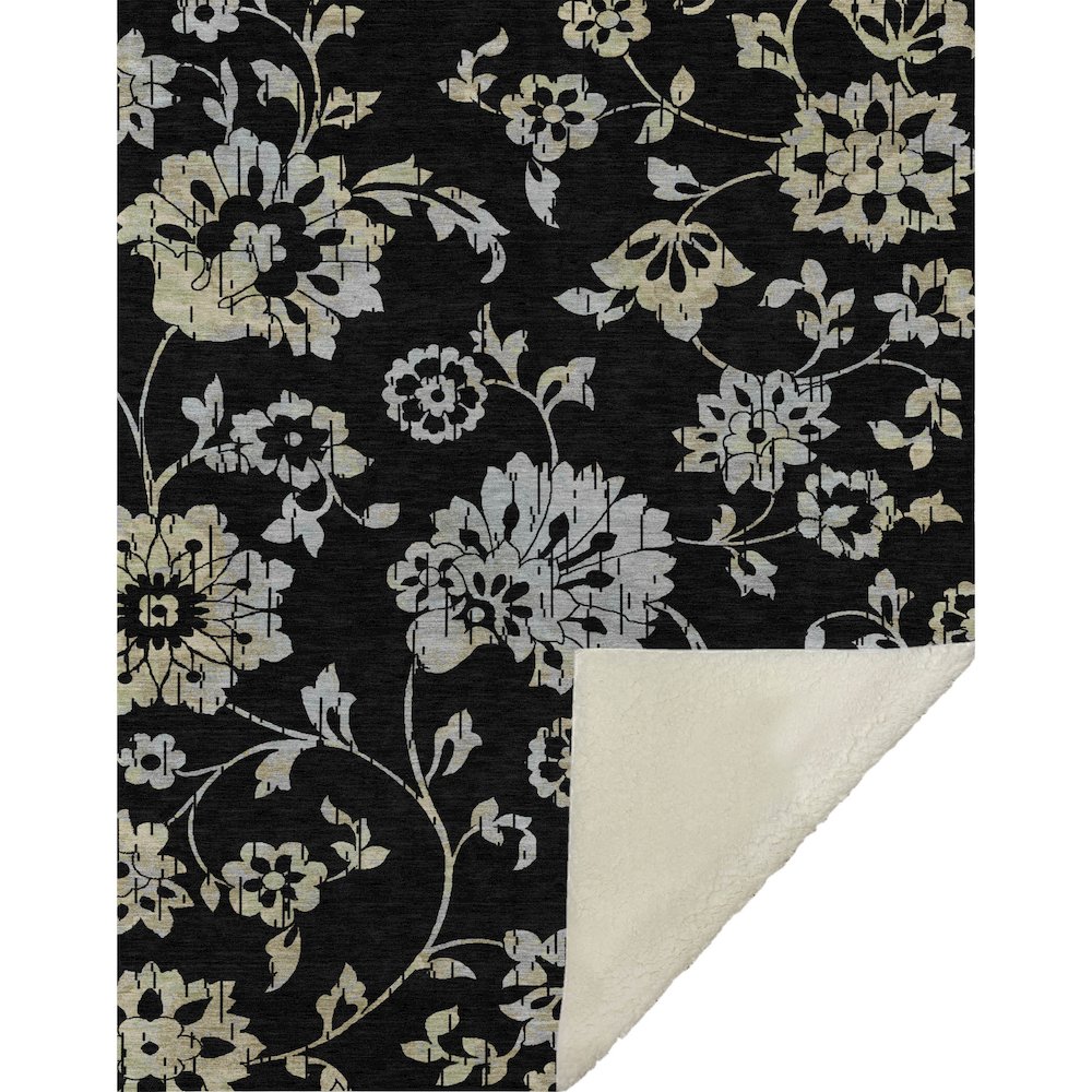 Premium Machine Washable ASB856 Black 50" x 70" Sherpa Throw Blanket. Picture 1