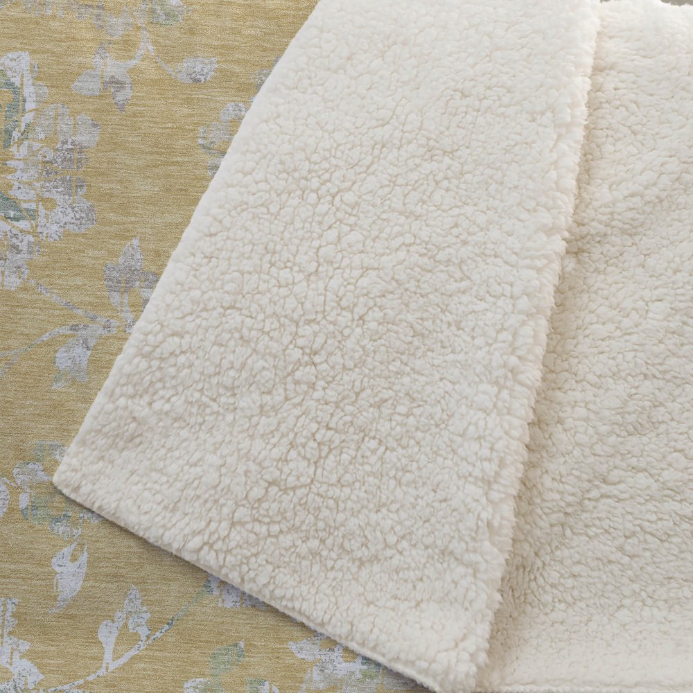 Premium Machine Washable ASB856 Gold 50" x 70" Sherpa Throw Blanket. Picture 2
