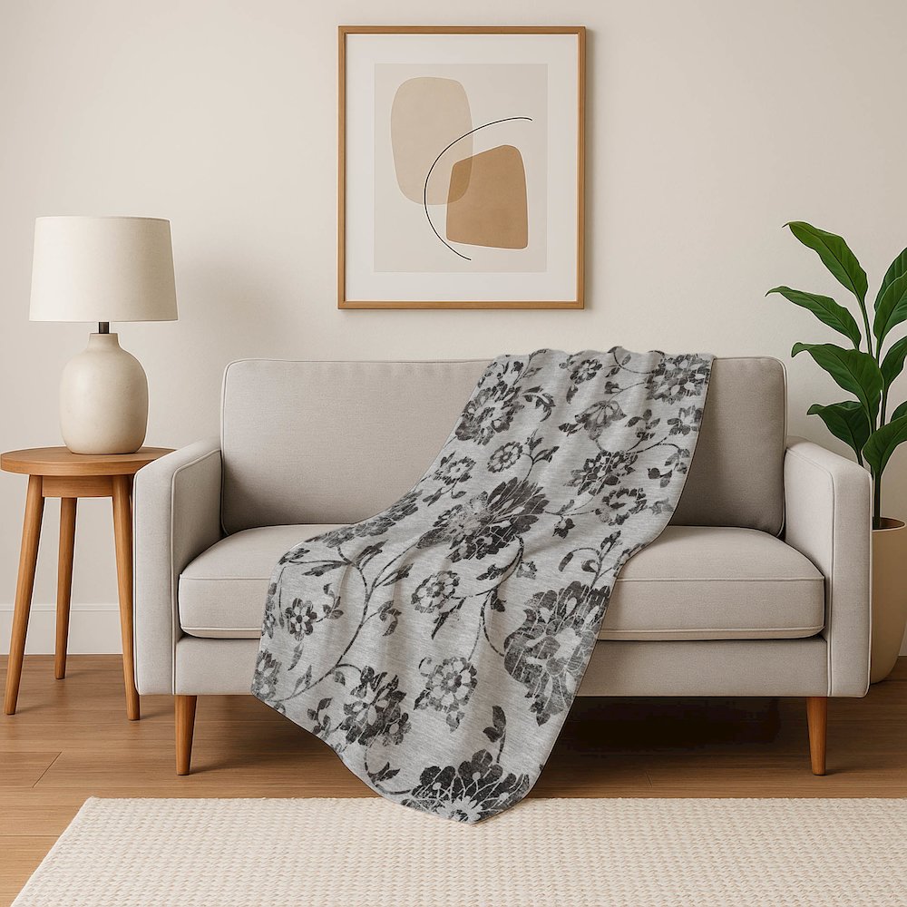 Premium Machine Washable ASB856 Gray 50" x 70" Sherpa Throw Blanket. Picture 5