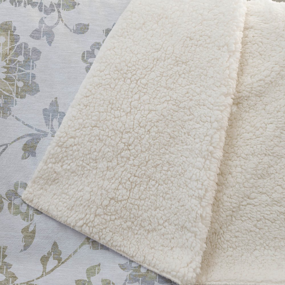 Premium Machine Washable ASB856 Ivory 50" x 70" Sherpa Throw Blanket. Picture 2