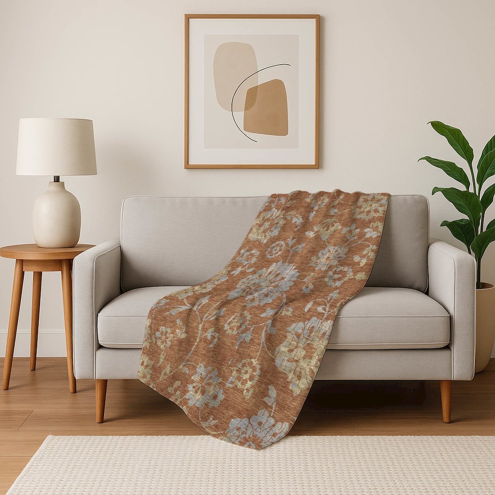 Premium Machine Washable ASB856 Paprika 50" x 70" Sherpa Throw Blanket. Picture 5