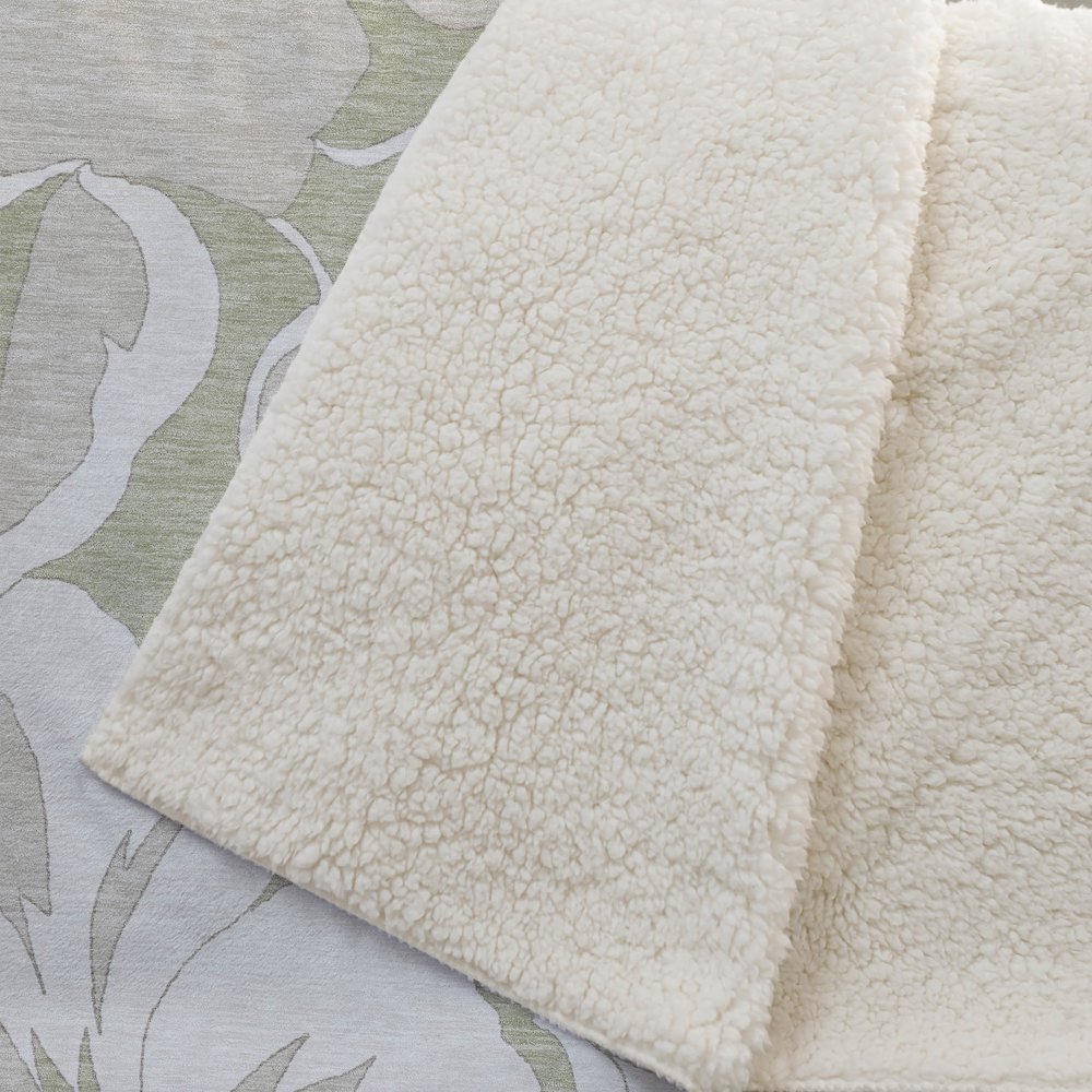 Premium Machine Washable ASB857 Aloe 50" x 70" Sherpa Throw Blanket. Picture 2
