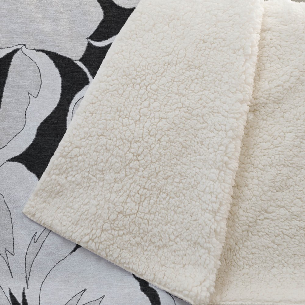 Premium Machine Washable ASB857 Black 50" x 70" Sherpa Throw Blanket. Picture 2