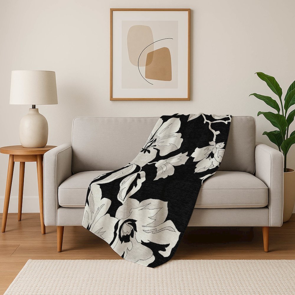 Premium Machine Washable ASB857 Black 50" x 70" Sherpa Throw Blanket. Picture 5