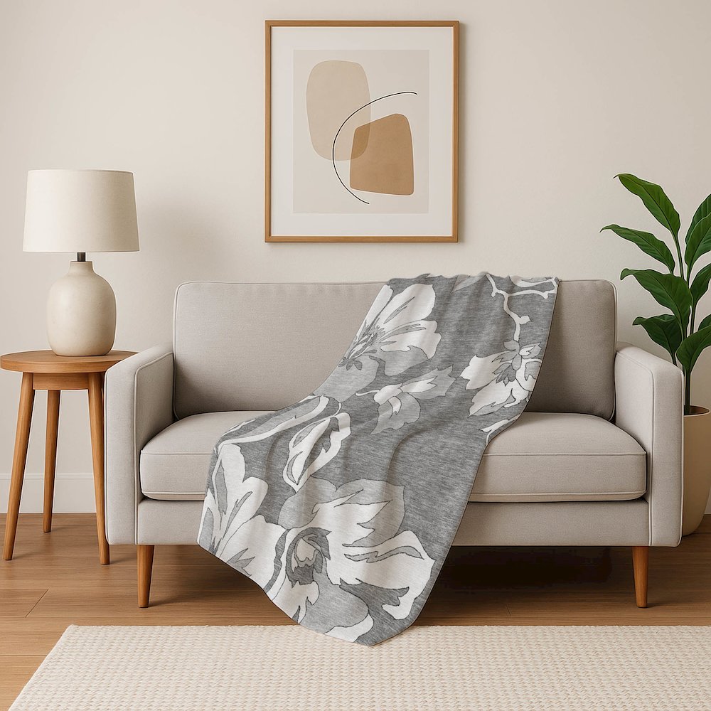 Premium Machine Washable ASB857 Gray 50" x 70" Sherpa Throw Blanket. Picture 5
