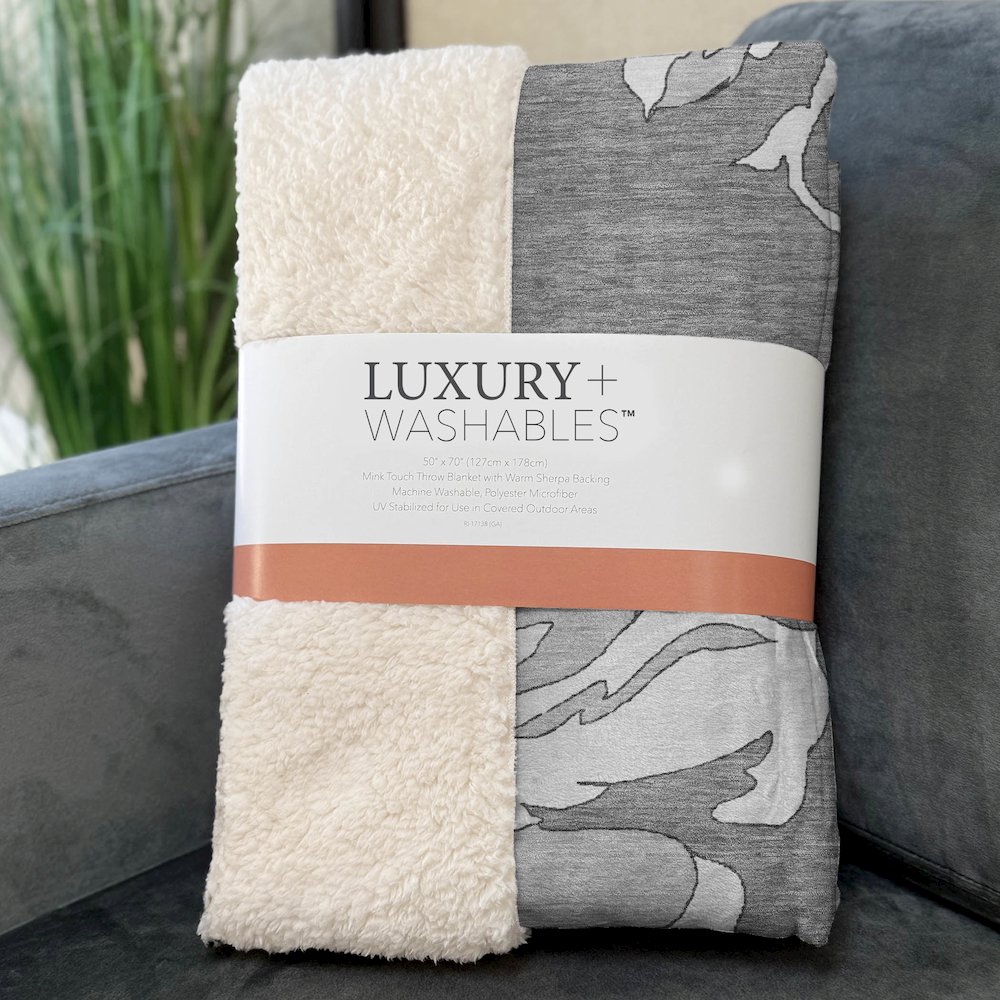 Premium Machine Washable ASB857 Gray 50" x 70" Sherpa Throw Blanket. Picture 3