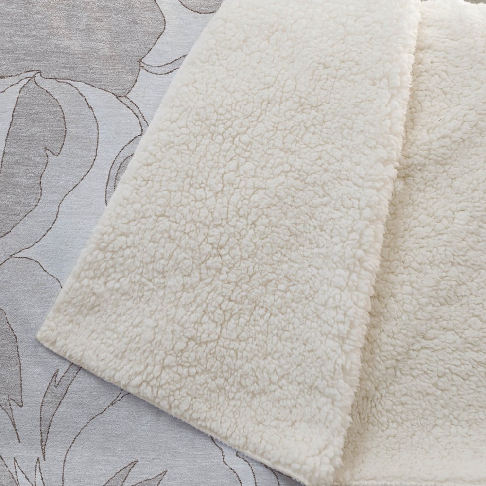 Premium Machine Washable ASB857 Ivory 50" x 70" Sherpa Throw Blanket. Picture 2