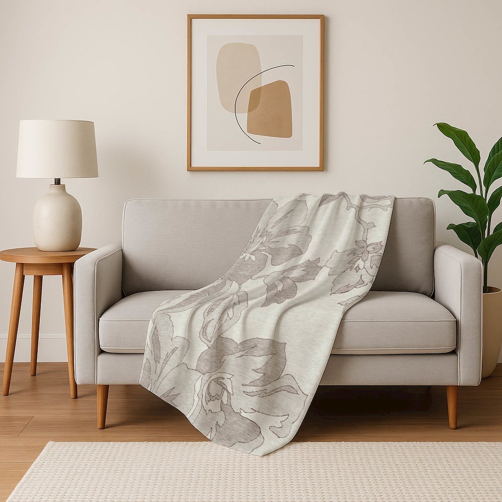 Premium Machine Washable ASB857 Ivory 50" x 70" Sherpa Throw Blanket. Picture 5