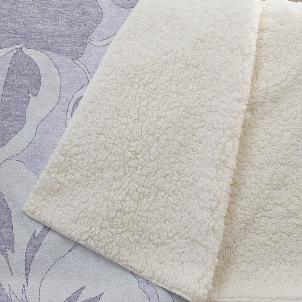 Premium Machine Washable ASB857 Lavender 50" x 70" Sherpa Throw Blanket. Picture 2