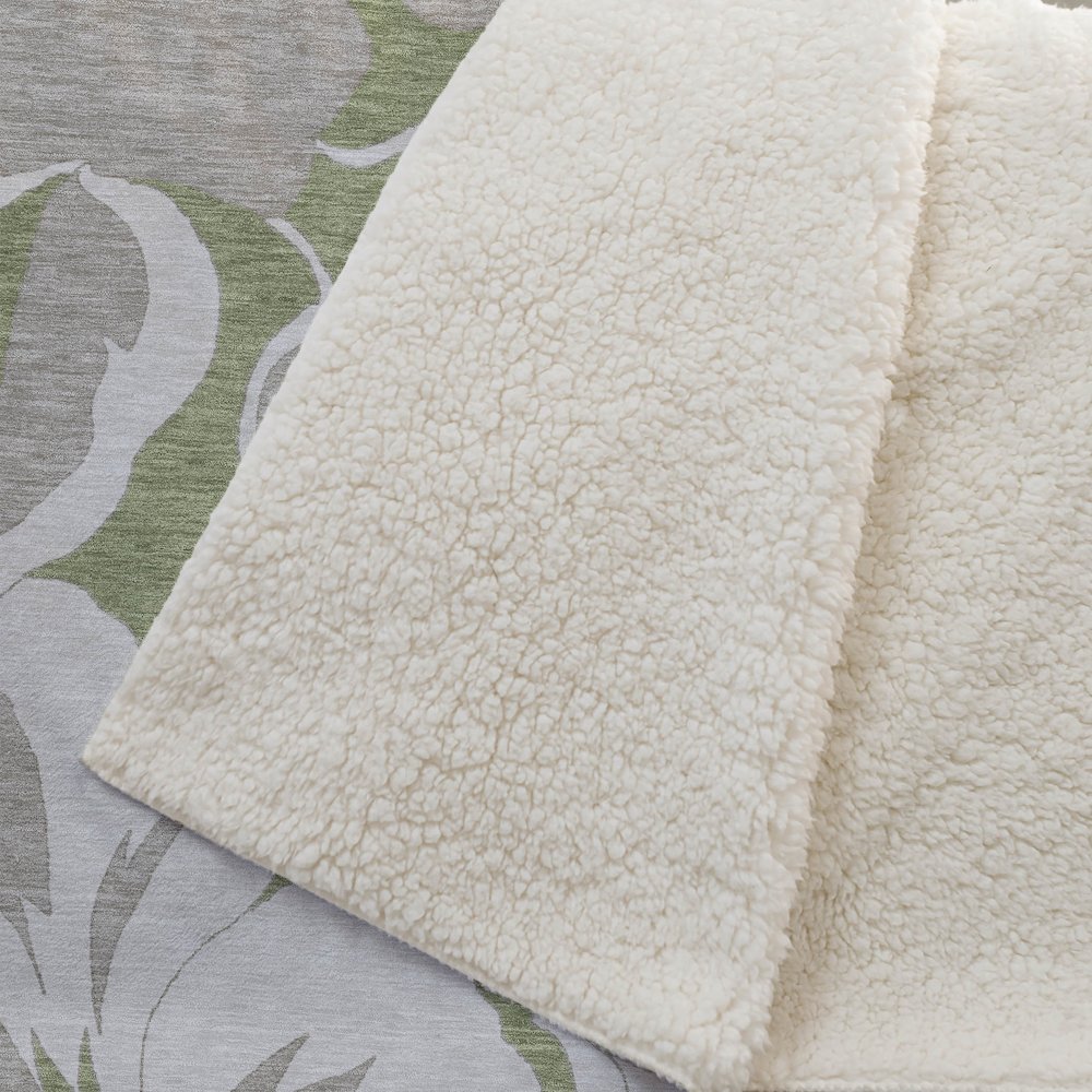 Premium Machine Washable ASB857 Olive 50" x 70" Sherpa Throw Blanket. Picture 2