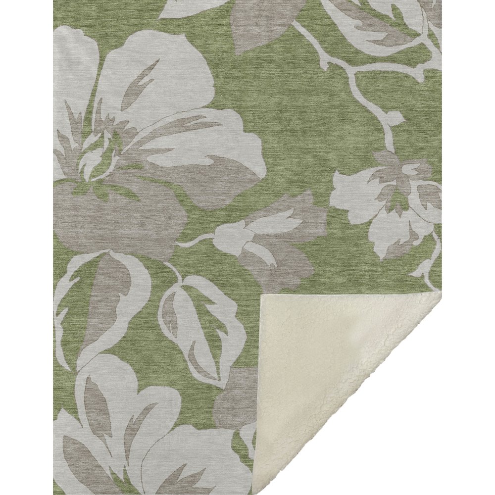 Premium Machine Washable ASB857 Olive 50" x 70" Sherpa Throw Blanket. Picture 1