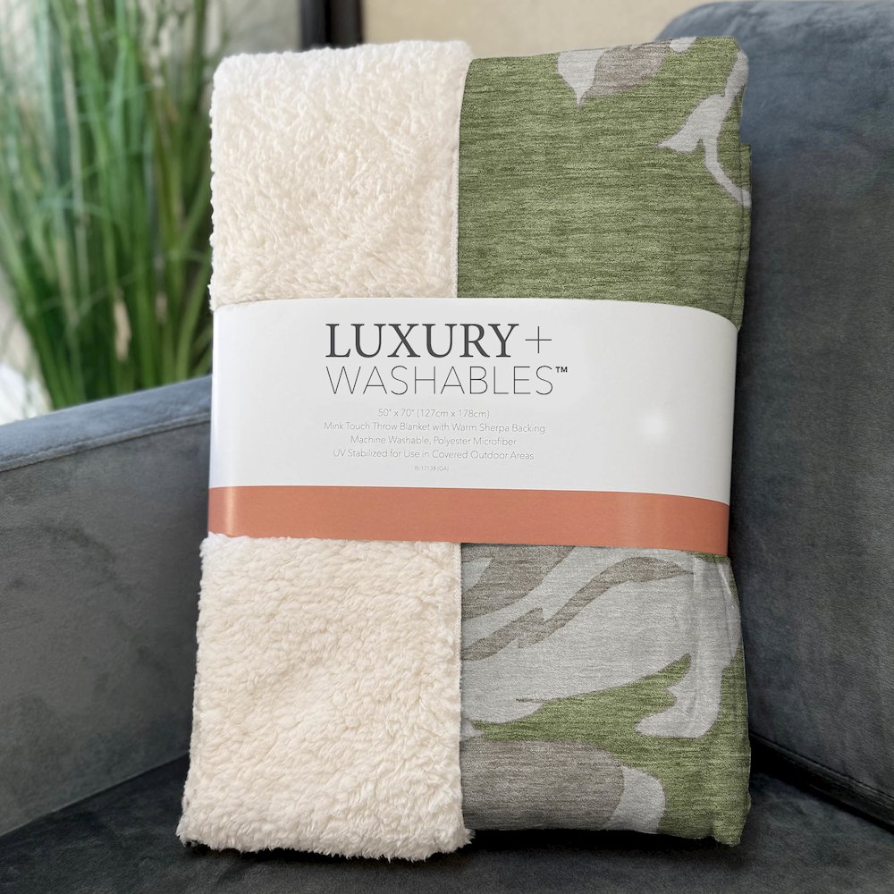 Premium Machine Washable ASB857 Olive 50" x 70" Sherpa Throw Blanket. Picture 3
