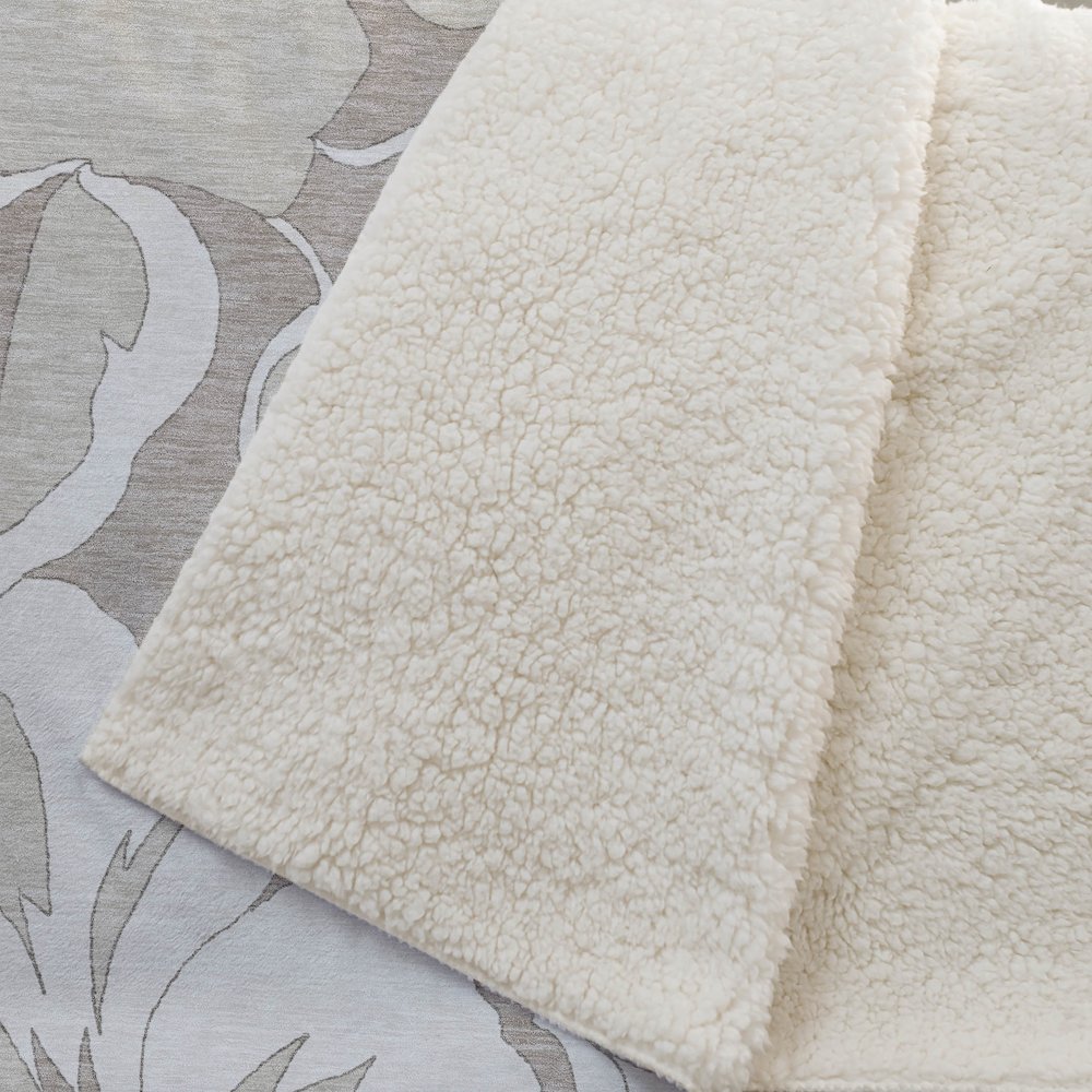 Premium Machine Washable ASB857 Taupe 50" x 70" Sherpa Throw Blanket. Picture 2