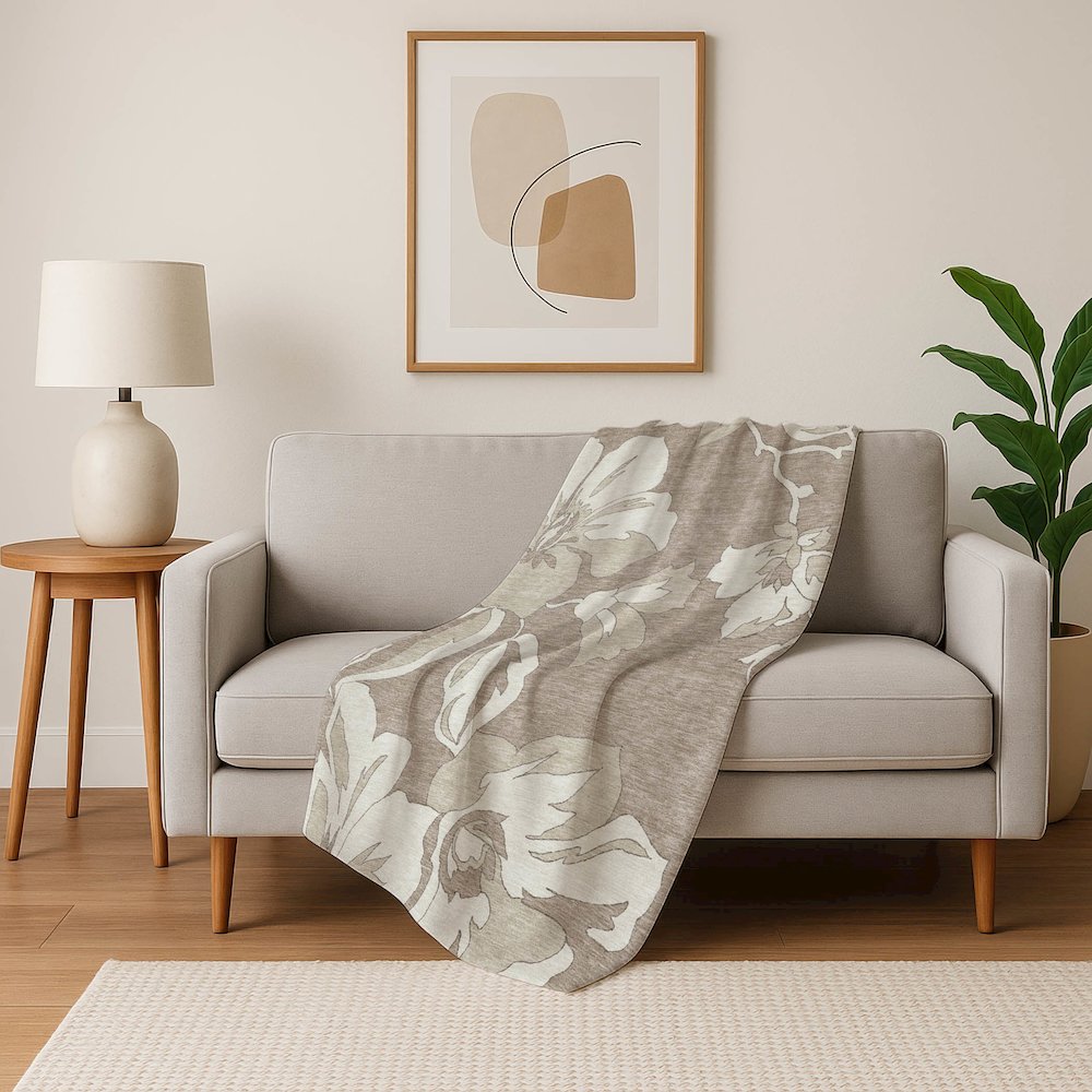 Premium Machine Washable ASB857 Taupe 50" x 70" Sherpa Throw Blanket. Picture 5