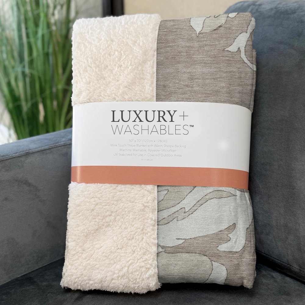 Premium Machine Washable ASB857 Taupe 50" x 70" Sherpa Throw Blanket. Picture 3