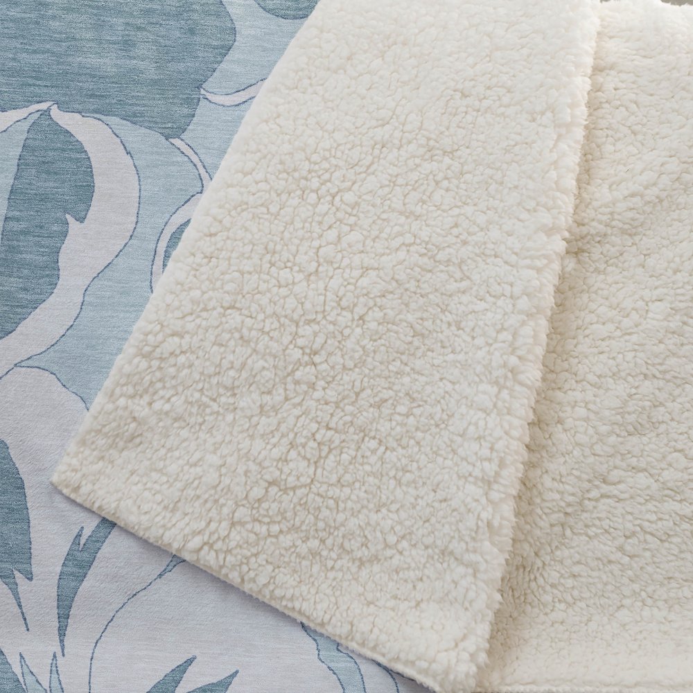 Premium Machine Washable ASB857 Teal 50" x 70" Sherpa Throw Blanket. Picture 2