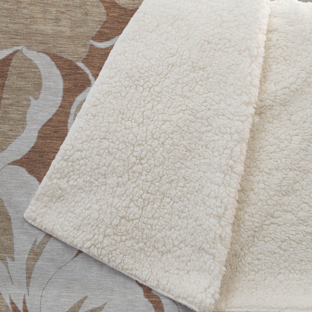 Premium Machine Washable ASB857 Terracotta 50" x 70" Sherpa Throw Blanket. Picture 2