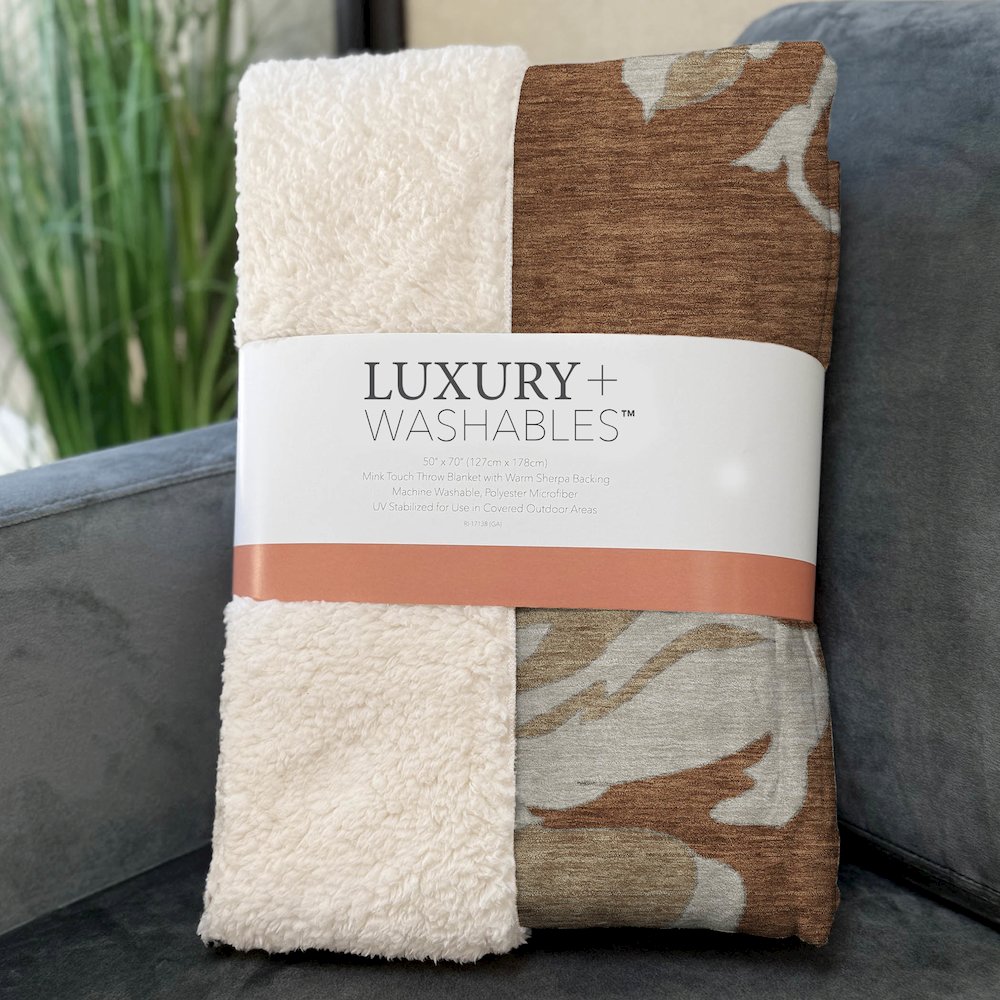 Premium Machine Washable ASB857 Terracotta 50" x 70" Sherpa Throw Blanket. Picture 3