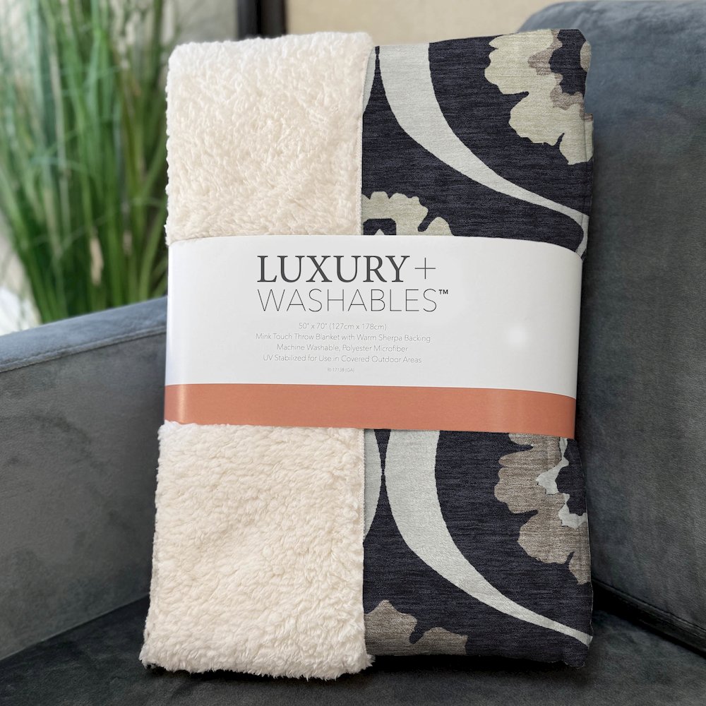 Premium Machine Washable ASB858 Black 50" x 70" Sherpa Throw Blanket. Picture 3